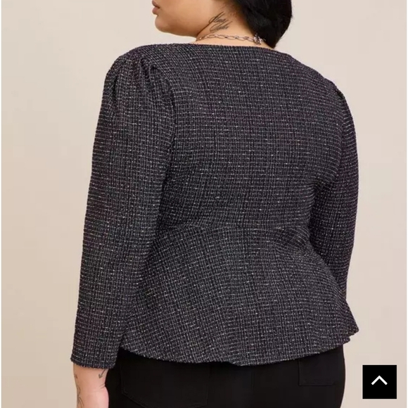 🍂🍁NWOT TORRID 3X Rainbow Boucle V-Neck Peplum Top - Picture 5 of 5